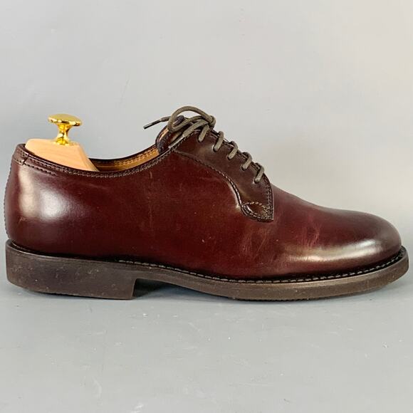BRUNELLO CUCINELLI Size 8 Burgundy Leather Derby Lace-Up Shoes - Picture 2 of 10